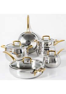 Biltmore® 10-Piece Stainless Steel Cookware Set with Gold Handles | belk