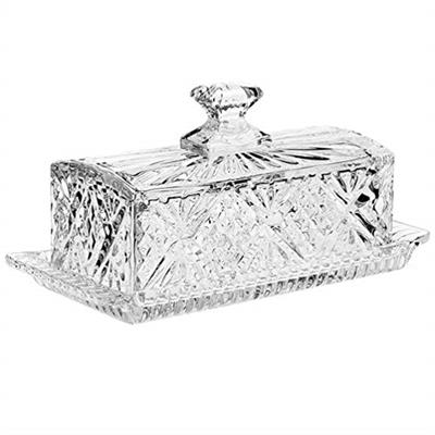 STOBAZA Crystal Glass Butter Dish with Lid 1 Set Classic Butter Keeper for Countertop European Covered Butter Tray with Lid, Kitchen Accessory, Dishwa