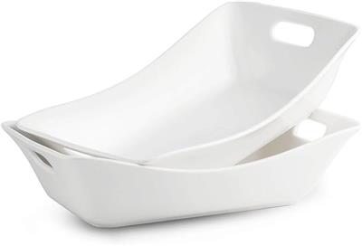 Amazon.com | YHOSSEUN Large Serving Bowls with Handles Rectangle Serving Dishes For Entertaining, 1.5 Quarts White Serving Platter Porcelain Bowl Set,