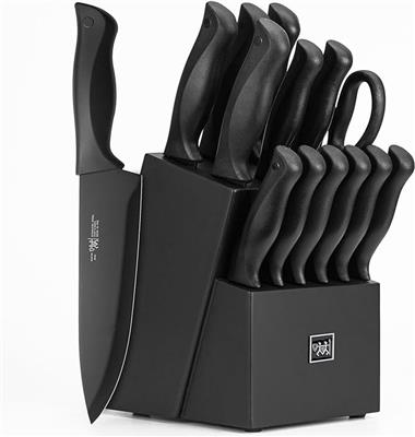 Amazon.com: Knife Sets for Kitchen with Block, HUNTER.DUAL 15 Pcs Kitchen Knife Set with Block Self Sharpening, Dishwasher Safe, Anti-slip Handle, Bla