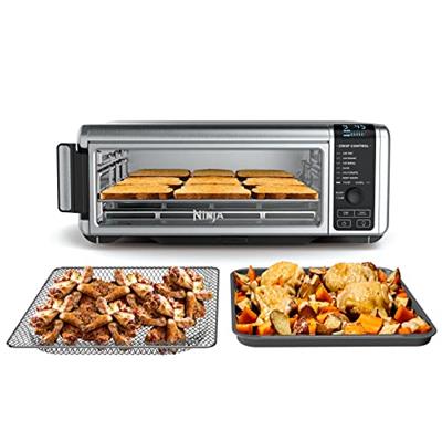 Ninja SP101 Digital Air Fry Countertop Oven with 8-in-1 Functionality, Flip Up & Away Capability for Storage Space, with Air Fry Basket, Wire Rack & C