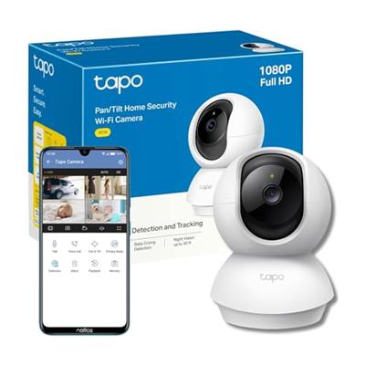 Tapo Pan/Tilt Smart Security Camera, Baby Monitor, Indoor CCTV, 360° Rotational Views, Works with Alexa&Google Home, No Hub Required, 1080p, 2-Way Aud