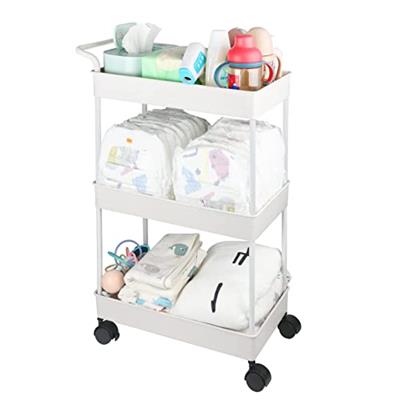 Volnamal Baby Diaper Caddy, Plastic Movable Cart for Newborn Nursery Essentials Diaper Storage Caddy Organizer for Changing Table & Crib, Easy to Asse