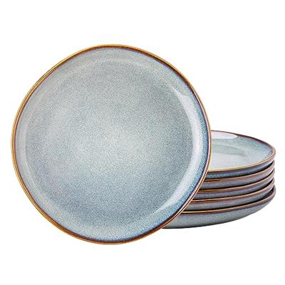 AmorArc Ceramic Dinner Plates Set of 6, 10.5 Inch Handmade Reactive Glaze Stoneware Plates, Rustic Shape Dinnerware Dish Set for Kitchen, Microwave &