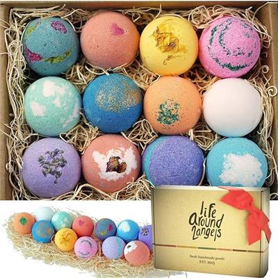 Amazon.com : LifeAround2Angels Bath Bombs Gift Set 12 USA made Fizzies, Shea & Coco Butter Dry Skin Moisturize, Perfect for Bubble Spa Bath. Handmade