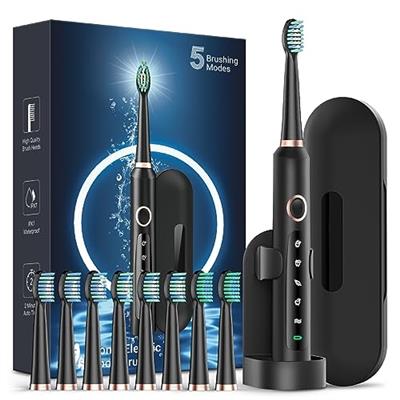 Sonic Electric Toothbrush for Adults - Rechargeable Electric toothbrush with 8 Brush Heads & Travel Case,Teeth Whitening , Power Electric Toothbrush w