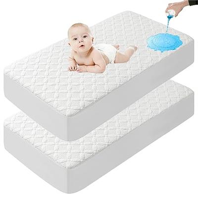 Lunsing 2 Pack Crib Mattress Protector, Soft Bamboo Viscose Waterproof Crib Mattress Pad Cover, Cooling Baby Mattress Cover for 4-13 inches Toddler Ma