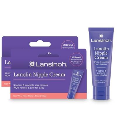 Lansinoh Lanolin Nipple Cream, Safe for Baby and Mom, Breastfeeding Essentials, 1.41 Ounce(Pack of 2)
