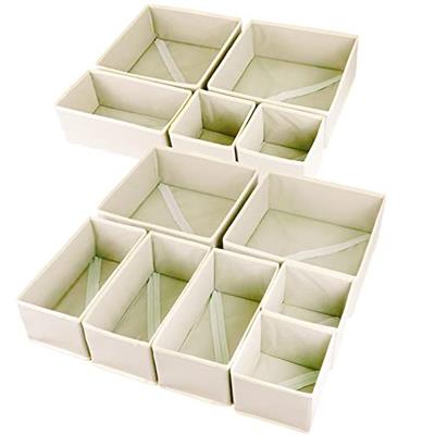 12 Pack Drawer Organizers, Drawer Dividers Storage Bins, Foldable Drawer Organizers for Clothing, Cloth Clothes Drawer Organizer for Underwear,Folded