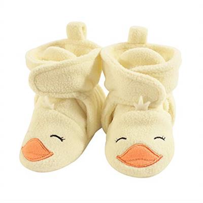 Hudson Baby Unisex-Baby Cozy Fleece Booties Slipper Sock, Yellow Duck, 0-6 Months