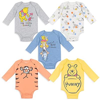 Disney Winnie the Pooh Eeyore Tigger Piglet Newborn Baby Boys 5 Pack Bodysuits 3-6 Months