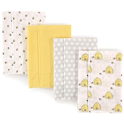 Hudson Baby Unisex Baby Cotton Flannel Burp Cloths, Bee, One Size