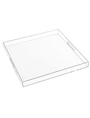 MIKINEE 24×24 Inches Clear Acrylic Serving Tray with Handles Extra Large Ottoman Tray Decorative Tray Spill-Proof Coffee Table Space Saver Oversize Co