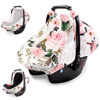 Car Seat Covers for Babies Girl Boy, Cozy Sun & Bug Cover, Infant Carseat Canopy Newborn Stroller Carrier Cover with Breathable Zipper Peep Window, Wa