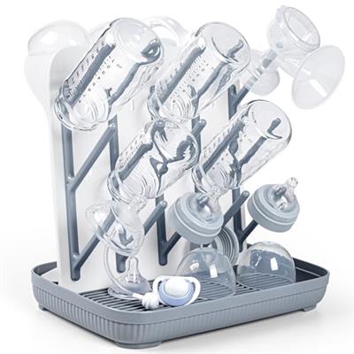 Termichy Baby Bottle Drying Rack: Large Vertical Bottle Dryer Rack Holder - Space Saving Standing Dring Rack for Baby Bottles and Pump Part Cleaning (