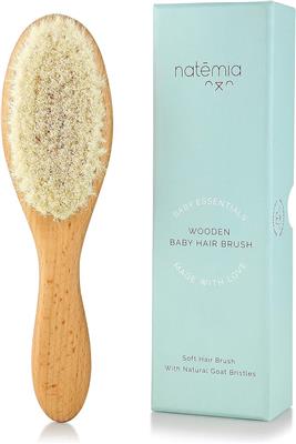 Amazon.com : Natemia Wooden Baby Hair Brush | Natural Soft Bristles for Newborns & Toddlers | Gentle Cradle Cap Care | Ideal Baby Registry Gift : Baby