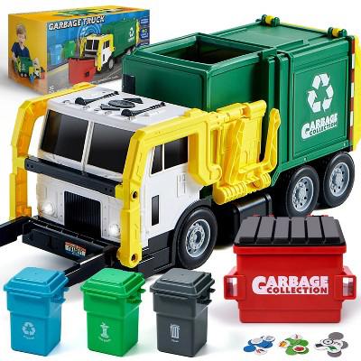 Garbage Truck Set, 16 Large Trash Truck Toys for Boys with Trash Can Lifter and Dumping Function, Toy Truck Birthday Gift for Boy Age 3-7 Years Old :