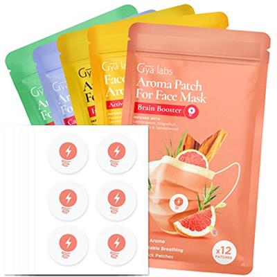 Gya Labs Combo Pack Aroma Stickers for Masks - 100% Pure Natural Essential Oil Aromatherapy Stickers to Refresh Breath for Facial Masks & Pillows, 5 P