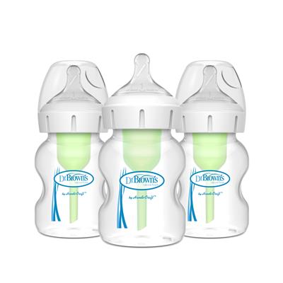 Dr. Brown’s Natural Flow® Anti-Colic Options ™ Wide-Neck Baby Bottle, 3-Pack