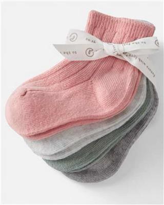 Multi 4-Pack Organic Cotton Rib Socks