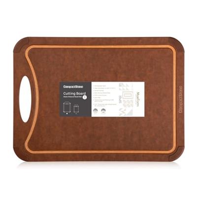 CompactStone Cutting Board with Non-Slip Feet and Juice Groove for Kitchen, Wood Fiber Composite, 17.3-Inch by 12.8-Inch, Brown