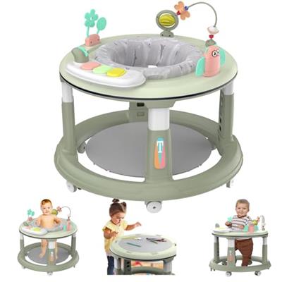 Baby Walker with 5 Adjustable Heights, Baby Walkers and Activity Center for Boys Girls Babies 6-12 Months, Features 360 Degree Swivel Seat, Music, Det