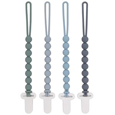 4-Pack Silicone Pacifier Clips with One-Piece Beads for Baby Boys and Girls - Flexible and Rust-Free Holders for Teething Relief and Baby Essentials,