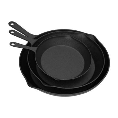 Frying Pans-Set of 3 Cast Iron Pre-Seasoned Nonstick Skillets in 10”, 8”, 6” by Home-Complete - Walmart.com
