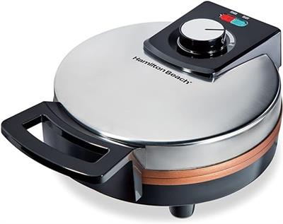 Amazon.com: Hamilton Beach Belgian Waffle Maker with Non-Stick Copper Ceramic Plates, Browning Control, Indicator Lights, Stainless Steel and Copper (
