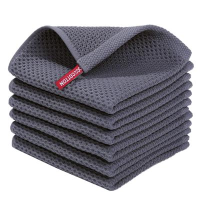 Smiry 100% Cotton Waffle Weave Kitchen Dish Cloths, Ultra Soft Absorbent Quick Drying Dish Towels, 12x12 Inches, 6-Pack, Dark Grey - Walmart.com