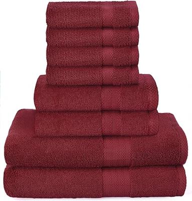 Amazon.com: GLAMBURG Ultra Soft 8-Piece Towel Set - 100% Pure Ringspun Cotton, Contains 2 Oversized Bath Towels 27x54, 2 Hand Towels 16x28, 4 Wash Clo