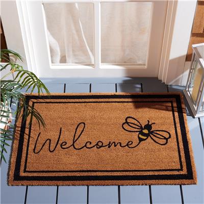 SAFAVIEH Handmade Doormat Marna Welcome Bumblebee Coir Rug - 111 x 3