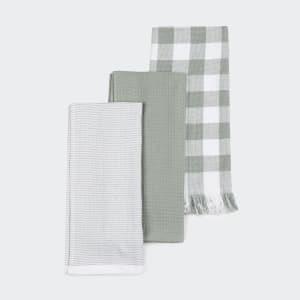 3 Pack Sage Green Check Tea Towels - Kmart