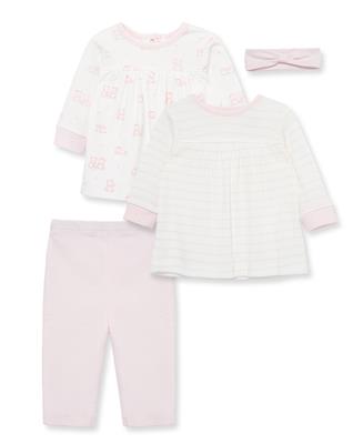 Little Me 4 Piece Tunic Set with Footed Bottom