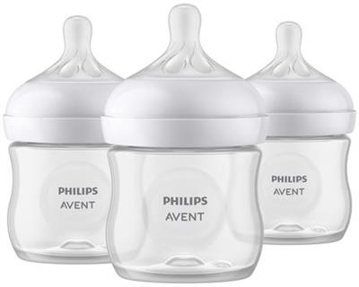 Philips Avent Natural Baby Bottle With Natural Response Nipple, Clear, 4oz, 3 pack, SCY900/03, Avent Natural Bottle Clear 4oz 3pk - Walmart.ca