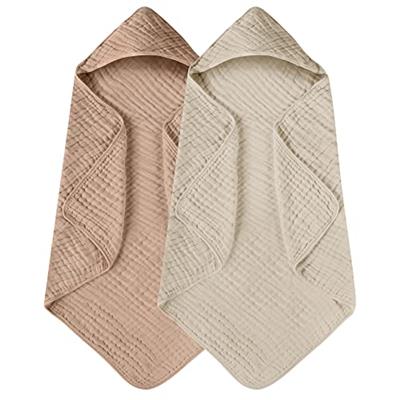 Yoofoss Hooded Baby Towels for Newborn 2 Pack 100% Muslin Cotton Baby Bath Towel with Hood for Babies, Infant, Toddler and Kids, Large 32x32Inch, Soft