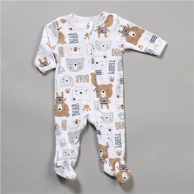 Baby Boy (NB-9M) Mini Hop Teddy Bear Zip Footie Pajamas