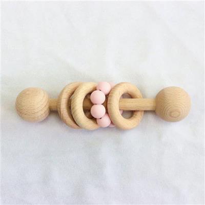 Silicone Wood Toy & Teething Rattle