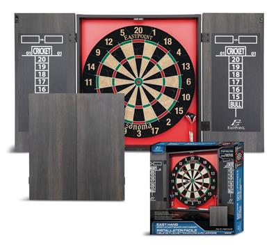 EastPoint Sonoma Sisal Bristle Dartboard & Cabinet Set w/ 6 Darts & Chalk Scoreboard