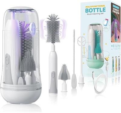 Orzbow Electric Baby Bottle Brush Set,Portable Bottle Brushes for Cleaning with UV Steriliser,Milk F