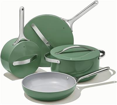 Amazon.com: Caraway Nonstick Ceramic Cookware Set (12 Piece) Pots, Pans, Lids and Kitchen Storage - Non Toxic - Oven Safe & Compatible with All Stovet