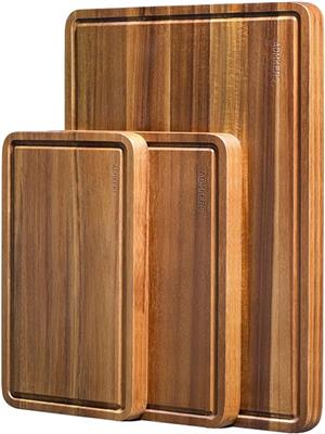 Amazon.com: Wood Cutting Boards Set of 3 for Kitchen, Thick Chopping Board, Large Wooden Cutting Board Set with Deep Juice Groove and Handles, Wooden