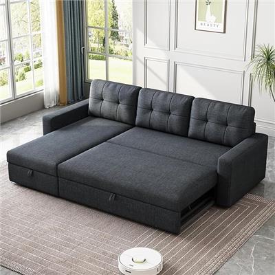 Amazon.com: Jintop Upholstered Sectional Storage Chaise and Pull, L-Shape Convertible Corner Couch, Reversible Sleeper Sofa-Bed,W/ 3 Back Cushions,for