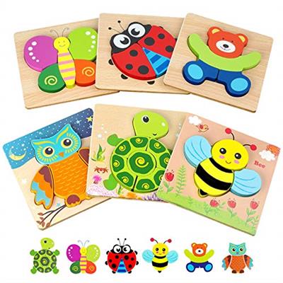 Toddler Puzzles, Wooden Jigsaw Animals Puzzles for 1 2 3 Year Old Girls Boys Toddlers, Educational Preschool Toys Gifts for Colors & Shapes Cognition