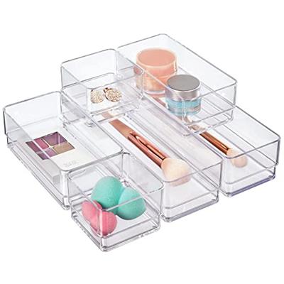 STORi SimpleSort 6-Piece Stackable Clear Drawer Organizer Set | Multi-size Trays | Small Makeup Vanity Storage Bins and Office Desk Drawer Dividers |