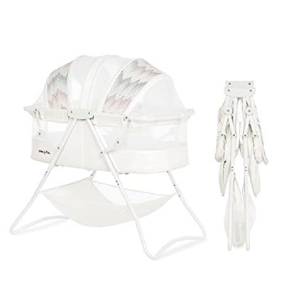 Dream On Me Karley Bassinet in Dove White, Lightweight Portable Baby Bassinet, Quick Fold and Easy to Carry, Adjustable Double Canopy, Indoor and Outd