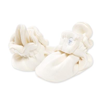 Solid Organic Cotton Baby Booties - Eggshell - 0-3 Months