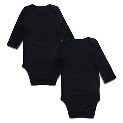 DEFAHN Baby Bodysuit Pack 2 Long Sleeve Onesie for Newborn Boys Girls Black 0-3 Months