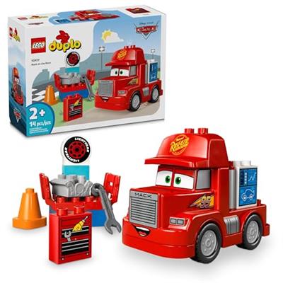 LEGO DUPLO Disney and Pixar’s Cars Mack at The Race Construction Set, Toddler Toy for Boys and Girls, Car Toy for Kids to Learn Through Play, Buildabl
