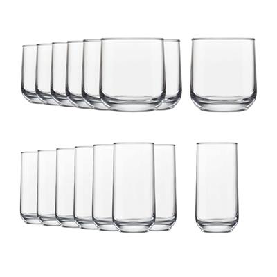 Libbey Ascent 16pc Tumbler Glassware Set, Dishwasher Safe, 8pc x 394-mL and 8pc x 473mL